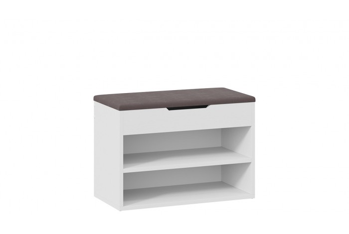 Тумба для обуви Тип 11 Белый Ясень, Велюр Серый