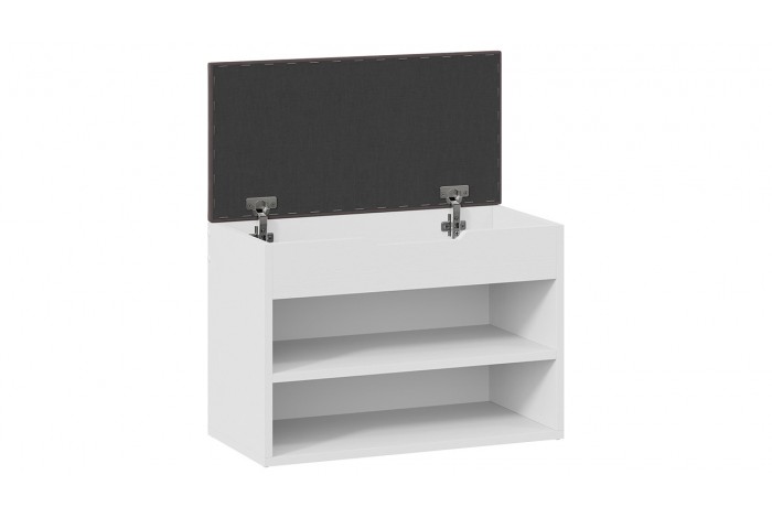 Тумба для обуви Тип 11 Белый Ясень, Велюр Серый