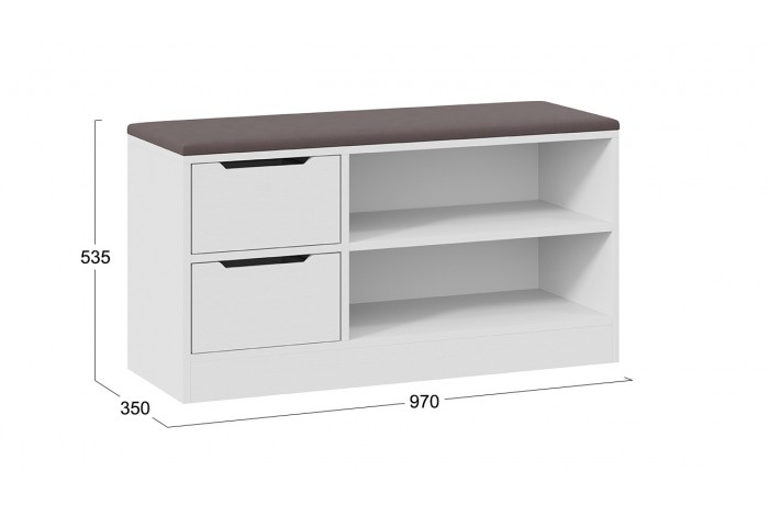 Тумба для обуви Тип 13 Белый Ясень, Велюр Серый