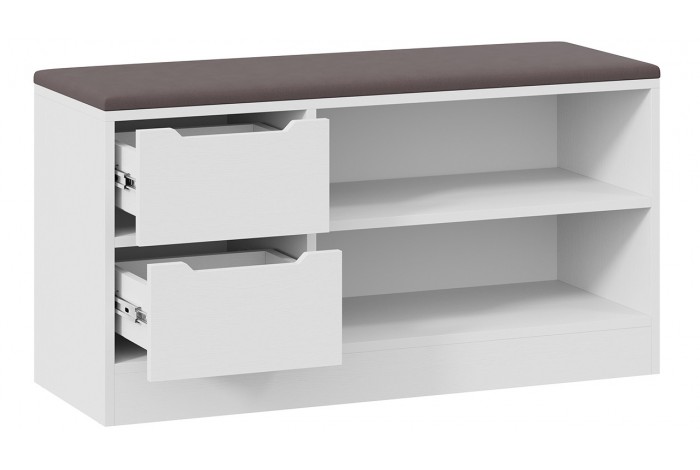 Тумба для обуви Тип 13 Белый Ясень, Велюр Серый