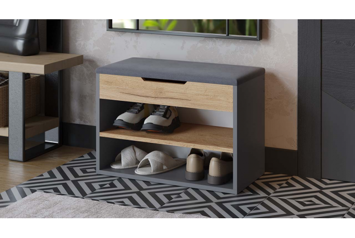 Тумба для обуви Тип 11 Графит Серый, Дуб Крафт золотой