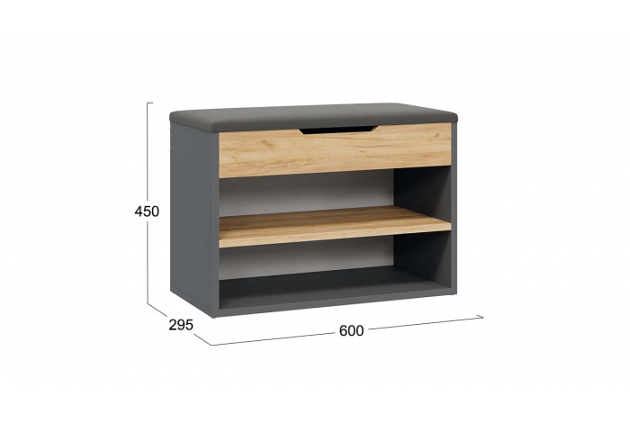 Тумба для обуви Тип 11 Графит Серый, Дуб Крафт золотой