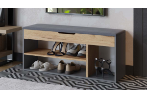 Тумба для обуви Тип 12 Графит Серый, Дуб Крафт золотой