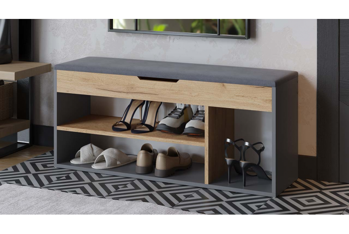 Тумба для обуви Тип 12 Графит Серый, Дуб Крафт золотой
