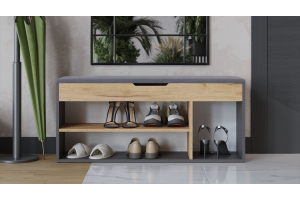 Тумба для обуви Тип 12 Графит Серый, Дуб Крафт золотой