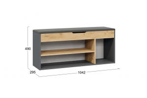 Тумба для обуви Тип 12 Графит Серый, Дуб Крафт золотой