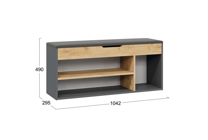 Тумба для обуви Тип 12 Графит Серый, Дуб Крафт золотой