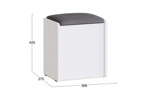 Пуф Бостон Белый Ясень, Велюр Серый