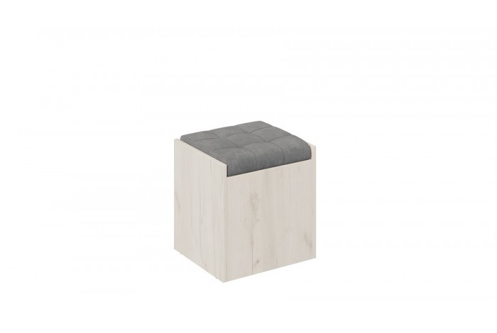 Пуф «Форест» Дуб Крафт белый, Велюр Серый