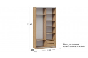 Шкаф-купе с 2 глухими дверями Оскар Скания 1200 Ручка серебро, Дуб Крафт золотой, Кашемир, Дуб тортугга (Глухой/Глухой)