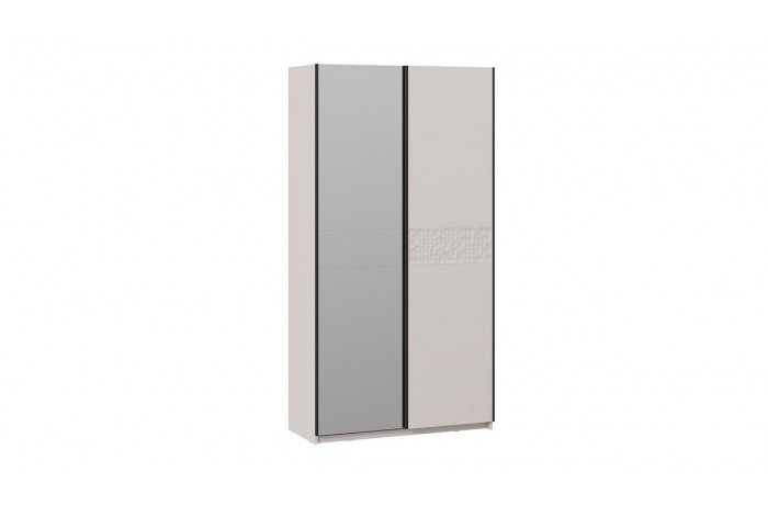 Шкаф-купе с 1 глухой и 1 зеркальной дверями «Оскар Скания» 1200 Ручка черная, Кашемир, Кашемир сатин (Глухой/Зеркало)