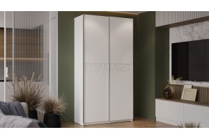 Шкаф-купе с 2 глухими дверями Оскар Скания 1200 Ручка черная, Белый снег, Белый матовый (Глухой/Глухой)