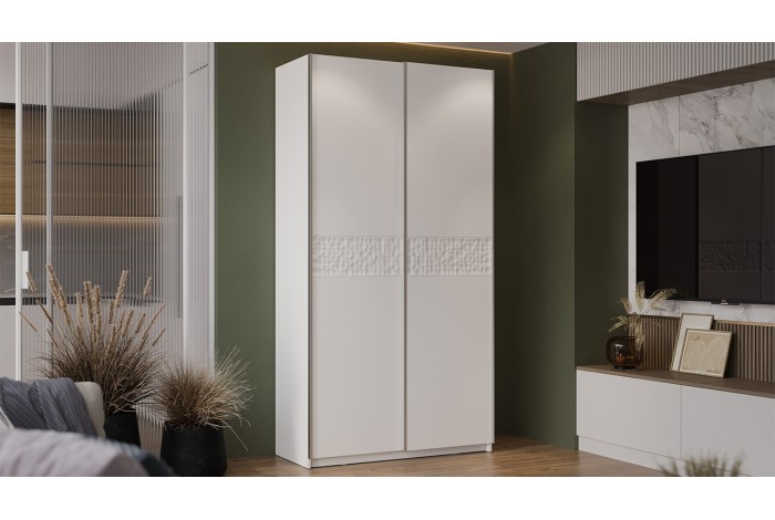 Шкаф-купе с 2 глухими дверями «Оскар Скания» 1200 Ручка черная, Белый снег, Белый матовый (Глухой/Глухой)