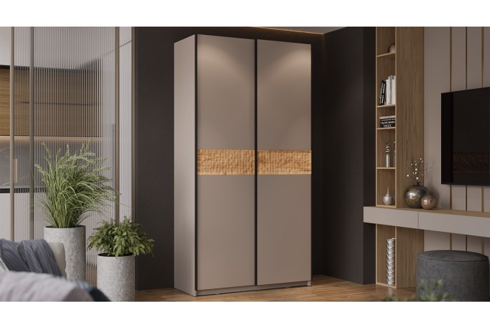 Шкаф-купе с 2 глухими дверями «Оскар Скания» 1200 Ручка черная, Кашемир, Дуб тортугга (Глухой/Глухой)