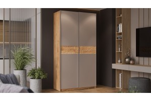 Шкаф-купе с 2 глухими дверями Оскар Скания 1200 Ручка серебро, Дуб Крафт золотой, Кашемир, Дуб тортугга (Глухой/Глухой)