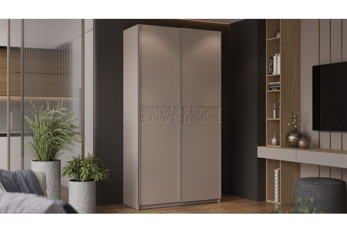 Шкаф-купе с 2 глухими дверями «Оскар Скания» 1200 Ручка серебро, Кашемир, Кашемир сатин (Глухой/Глухой)
