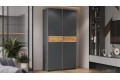 Шкаф-купе с 2 глухими дверями «Оскар Скания» 1200 Ручка серебро, Серый графит, Дуб тортугга (Глухой/Глухой)