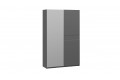 Шкаф-купе с 1 глухой и 1 зеркальной дверями «Оскар Скания» 1400 Ручка серебро, Серый графит, Графит матовый (Глухой/Зеркало)