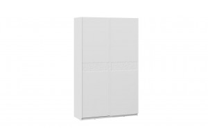 Шкаф-купе с 2 глухими дверями Оскар Скания 1400 Ручка белая, Белый снег, Белый матовый (Глухой/Глухой)