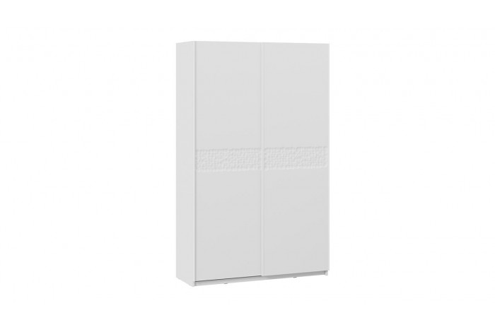Шкаф-купе с 2 глухими дверями «Оскар Скания» 1400 Ручка белая, Белый снег, Белый матовый (Глухой/Глухой)