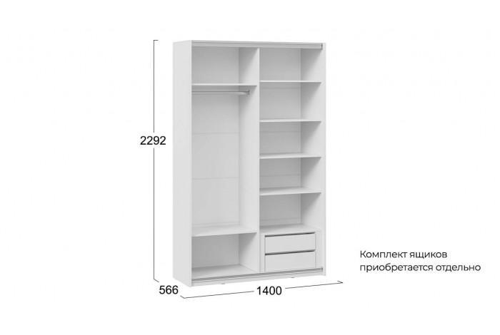 Шкаф-купе с 2 глухими дверями «Оскар Скания» 1400 Ручка белая, Белый снег, Дуб тортугга (Глухой/Глухой)