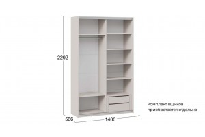 Шкаф-купе с 2 глухими дверями Оскар Скания 1400 Ручка черная, Кашемир, Дуб тортугга (Глухой/Глухой)
