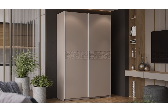 Шкаф-купе с 2 глухими дверями «Оскар Скания» 1400 Ручка белая, Кашемир, Кашемир сатин (Глухой/Глухой)