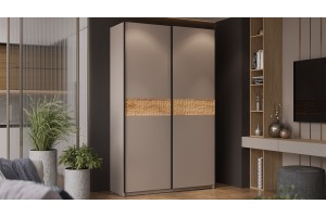 Шкаф-купе с 2 глухими дверями Оскар Скания 1400 Ручка черная, Кашемир, Дуб тортугга (Глухой/Глухой)