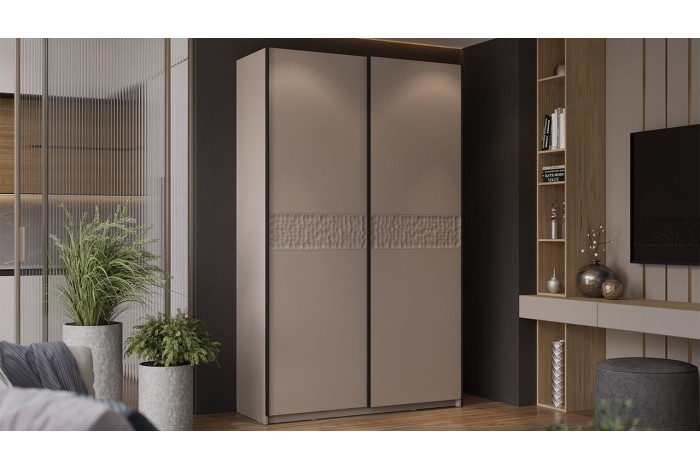 Шкаф-купе с 2 глухими дверями «Оскар Скания» 1400 Ручка черная, Кашемир, Кашемир сатин (Глухой/Глухой)