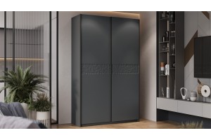 Шкаф-купе с 2 глухими дверями Оскар Скания 1400 Ручка черная, Серый графит, Графит матовый (Глухой/Глухой)
