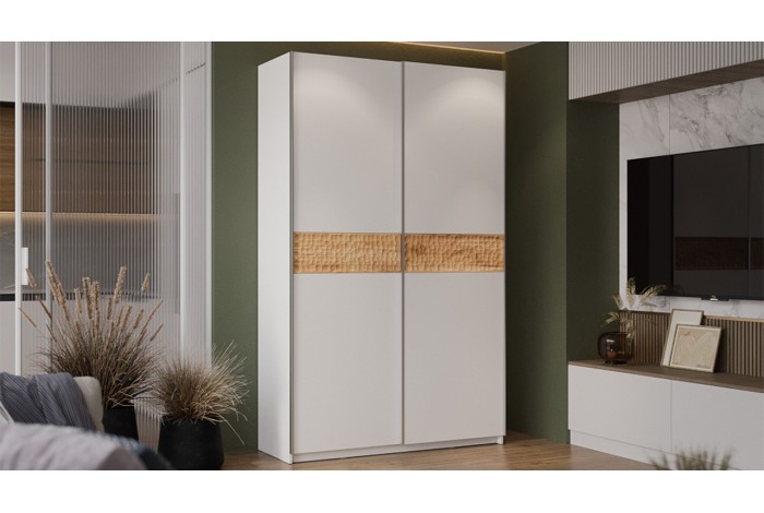 Шкаф-купе с 2 глухими дверями «Оскар Скания» 1400 Ручка серебро, Белый снег, Дуб тортугга (Глухой/Глухой)