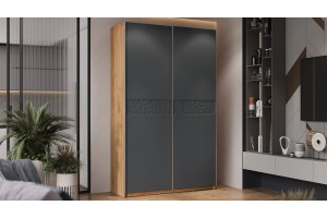 Шкаф-купе с 2 глухими дверями Оскар Скания 1400 Ручка серебро, Дуб Крафт золотой, Серый графит, Графит матовый (Глухой/Глухой)