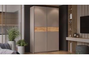 Шкаф-купе с 2 глухими дверями Оскар Скания 1400 Ручка серебро, Кашемир, Дуб тортугга (Глухой/Глухой)