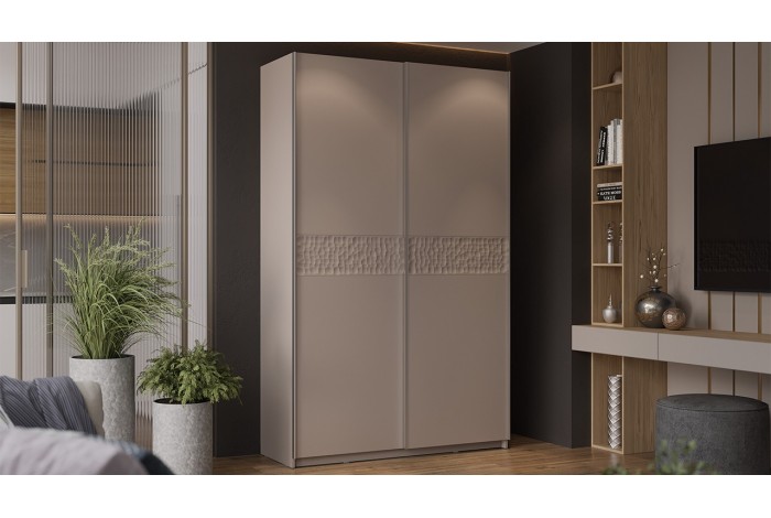 Шкаф-купе с 2 глухими дверями «Оскар Скания» 1400 Ручка серебро, Кашемир, Кашемир сатин (Глухой/Глухой)