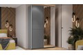 Шкаф-купе с 1 глухой и 1 зеркальной дверями «Оскар Тиффани» 1400 Ручка серебро, Серый графит, Графит матовый (Глухой/Зеркало)