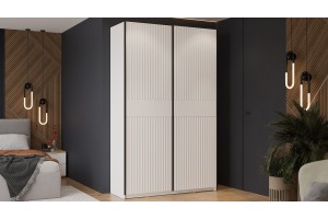 Шкаф-купе с 2 глухими дверями Оскар Тиффани 1400 Ручка черная, Белый снег, Белый софт (Глухой/Глухой)