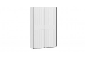 Шкаф-купе с 2 глухими дверями Оскар Тиффани 1400 Ручка черная, Белый снег, Белый софт (Глухой/Глухой)