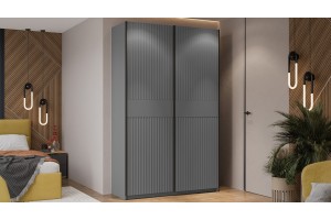 Шкаф-купе с 2 глухими дверями Оскар Тиффани 1400 Ручка черная, Серый графит, Графит матовый (Глухой/Глухой)