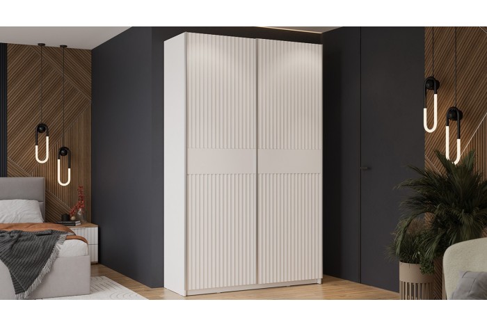 Шкаф-купе с 2 глухими дверями «Оскар Тиффани» 1400 Ручка серебро, Белый снег, Белый софт (Глухой/Глухой)