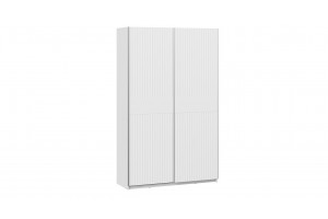 Шкаф-купе с 2 глухими дверями Оскар Тиффани 1400 Ручка серебро, Белый снег, Белый софт (Глухой/Глухой)