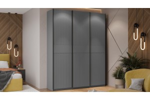 Шкаф-купе с 3 глухими дверями Оскар Тиффани 1800 Ручка черная, Серый графит, Графит матовый (Глухой/Глухой/Глухой)