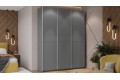 Шкаф-купе с 3 глухими дверями «Оскар Тиффани» 1800 Ручка серебро, Серый графит, Графит матовый (Глухой/Глухой/Глухой)