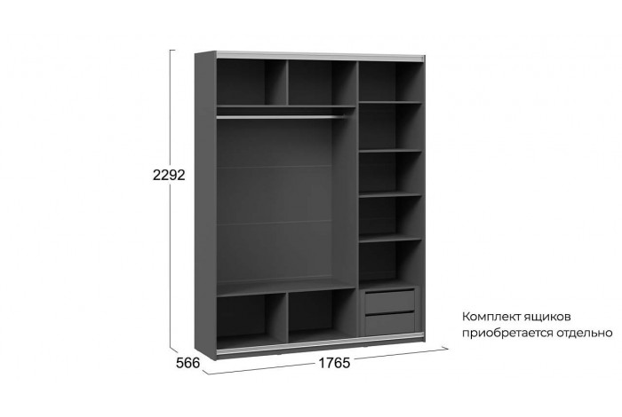 Шкаф-купе с 3 глухими дверями «Оскар Тиффани» 1800 Ручка черная, Серый графит, Графит матовый (Глухой/Глухой/Глухой)