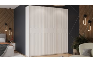 Шкаф-купе с 3 глухими дверями Оскар Тиффани 2100 Ручка белая, Белый снег, Белый софт (Глухой/Глухой/Глухой)