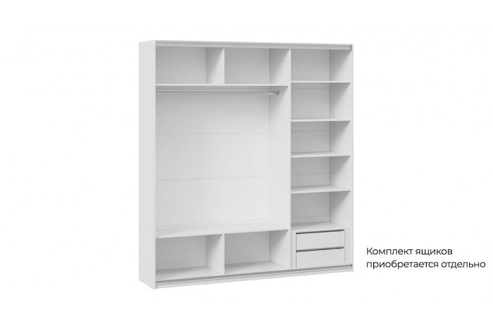 Шкаф-купе с 3 глухими дверями «Оскар Тиффани» 2100 Ручка белая, Белый снег, Белый софт (Глухой/Глухой/Глухой)