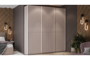 Шкаф-купе с 3 глухими дверями Оскар Тиффани 2100 Ручка белая, Кашемир, Кашемир матовый (Глухой/Глухой/Глухой)