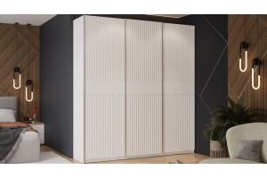 Шкаф-купе с 3 глухими дверями Оскар Тиффани 2100 Ручка серебро, Белый снег, Белый софт (Глухой/Глухой/Глухой)