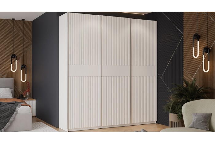 Шкаф-купе с 3 глухими дверями «Оскар Тиффани» 2100 Ручка серебро, Белый снег, Белый софт (Глухой/Глухой/Глухой)