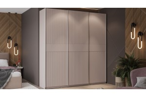 Шкаф-купе с 3 глухими дверями Оскар Тиффани 2100 Ручка серебро, Кашемир, Кашемир матовый (Глухой/Глухой/Глухой)