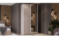 Шкаф-купе с 1 глухой и 1 зеркальной дверями «Оскар Тиффани» 1200 Ручка белая, Кашемир, Кашемир матовый (Глухой/Зеркало)